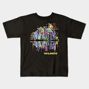 Orlando Florida City Skyline Pop Art Wanderlust Travel Kids T-Shirt